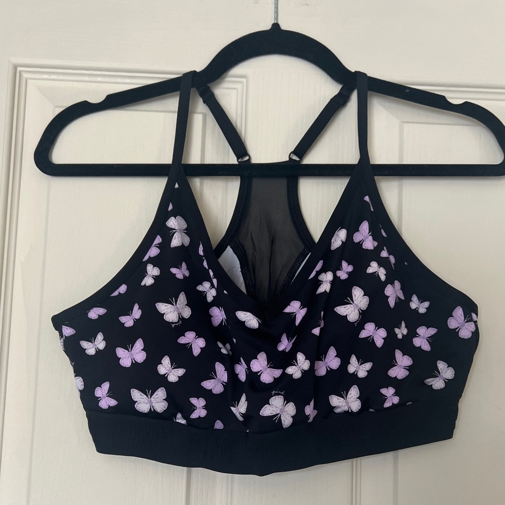 Butterfly Print Black Bralette